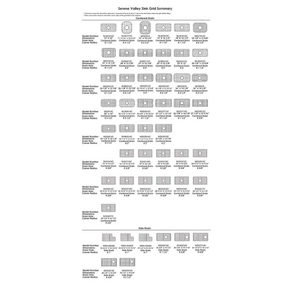 Serene Valley 29-1/2" x 15 9/16" Sink Grid Rear Drain NDG3016R Corner Radius 3/8 - Picture 3 of 4
